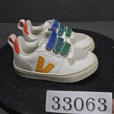 Veja Kids Shoes Size 8 White Strap Sneakers Multicolor Logo Brazil