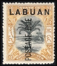 LABUAN SG-D2 1901 3c Black & Ochre, P13&frac12;-14, Mint MLH, c.&pound;42