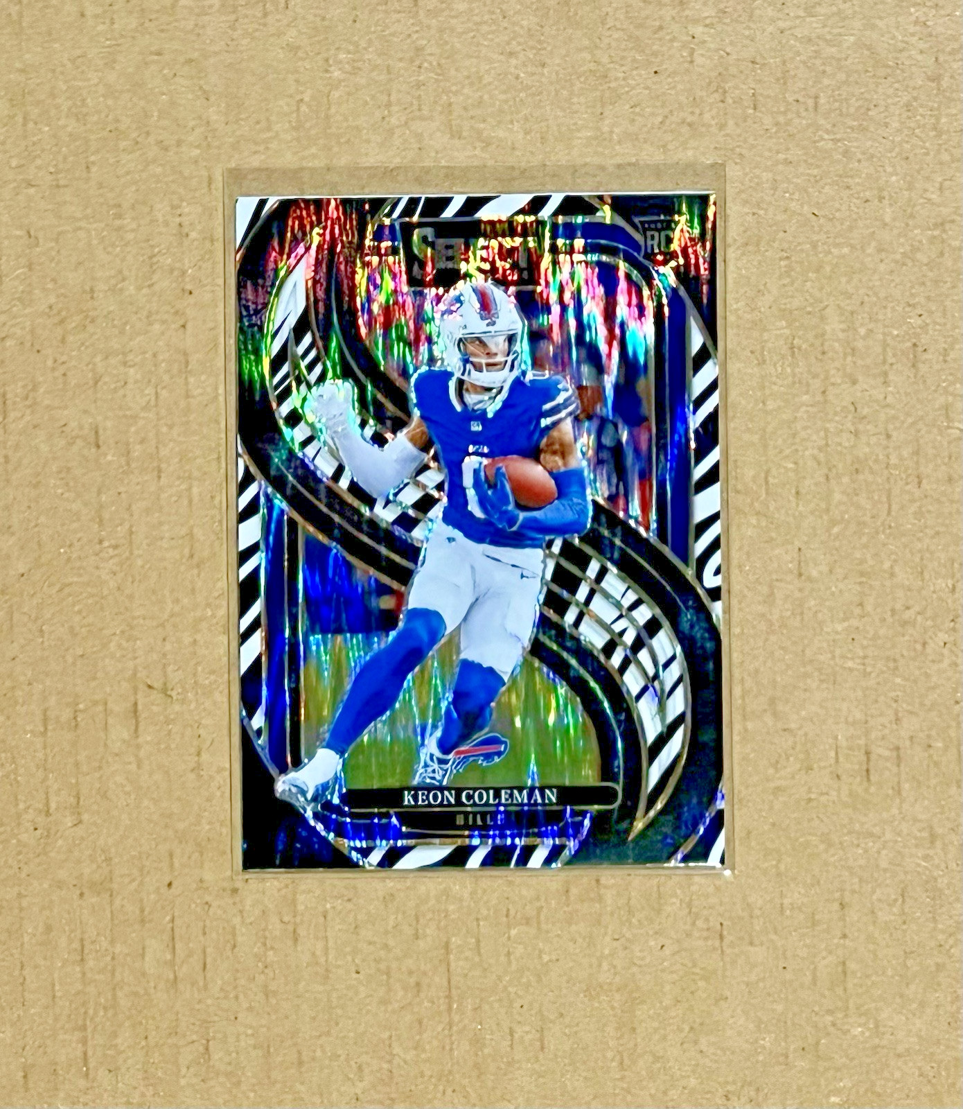 2024 Panini Select Keon Coleman Zebra Prizm Premier Level #153 SP RC Bills