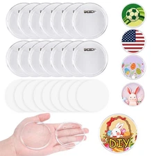 Happizza 25pcs Acrylic Clear Button Pins, 2.76 Inch DIY Button Badges, Custom