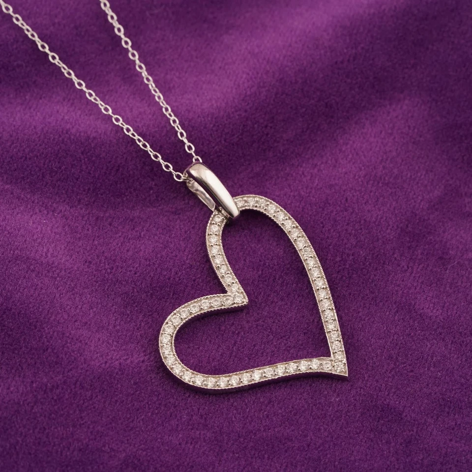 Heart-Shaped Pendant Moissanite Engagement Pendant 925 Sterling Silver Pendants - Image 3 of 4