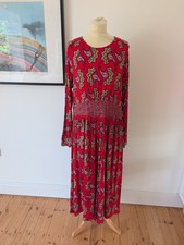 BODEN Thea Red Paisley Print Long Sleeve Jersey Midi Dress UK 18R