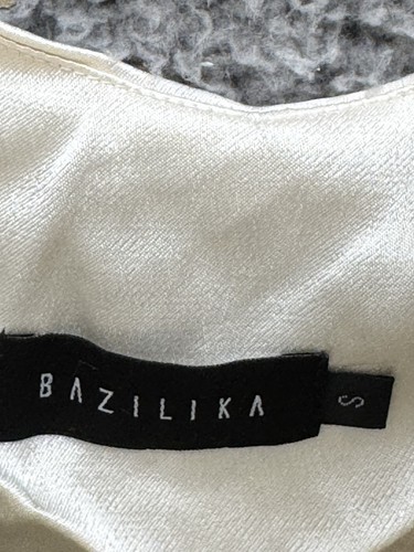 Bazilika Viscose Silk Slim Fit Sleeveless Ribbed Maxi Dress Ivory White Small - Picture 4 of 10