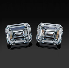 Loose Pair 4 Ct Emerald Cut Lab Grown CVD Diamond Natural D Color VVS1 Certified