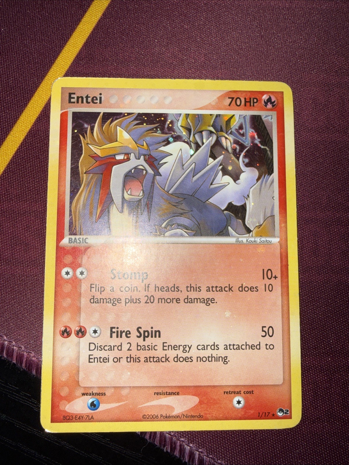 Entei 1/17 Pop Series 2 Pokemon Card Holo Foil Rare MP Condition