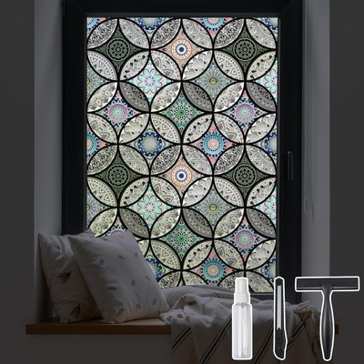 DKTIE Static Cling Decorative Window Film Vinyl Non Adhesive Privacy 17.7''x78.7''