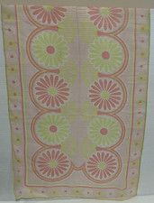 VTG 1960-70 Scarf SHEER PINK YELLOW ROLLED EDGES 43X15.5" RECTANGLE MOD