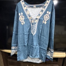 SHYAM SUNDER EXPORTS Blue Embroidered Men's Kurta XL Long Sleeve