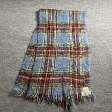 Jenners Mohair scarf Blue Plaid Made In Scotland Soft Fringe