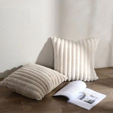 Ribbed Decorative Throw Pillow Cover 17.72 in Soft Plush Cushion Cover Sofa