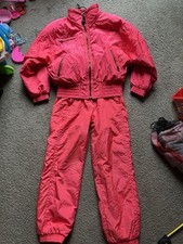 VTG 80s Kaelin Ski Snowboarding Suit Set Womens Sz 8 Red Salmon