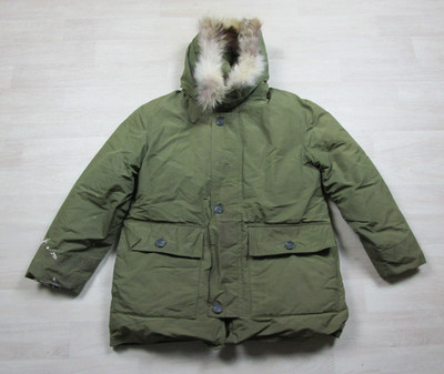 Vintage 60s Eddie Bauer Goose Down Blizzard Proof Jacket Green Parka Fur Hood XL