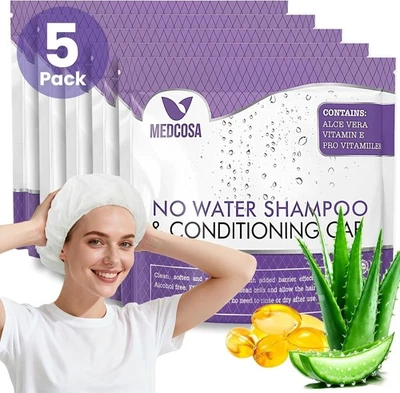 Medcosa No Water Shampoo Caps & BodyWipes Hassle-Free Hair Washing for Elderly .