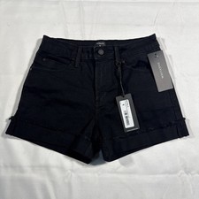 Just Black Fitted Boyfit Single Cuff Shorts Black Made In USA Small NWT