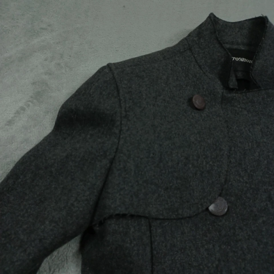 Emporio Armani пальто женщин 44 серый шерсти двубортный военный классический - Изображение 2 из 4