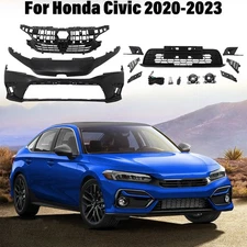 Fits 2022-2024 Honda Civic Front Bumper Cover Grille Kit with Light