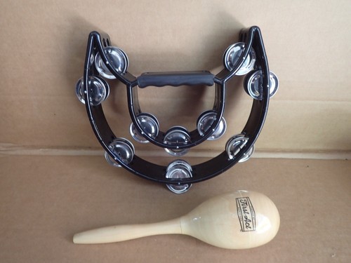 Double Row Tambourine - Ergonomic Handle & Metal Jingles Hand Percussion Maraca