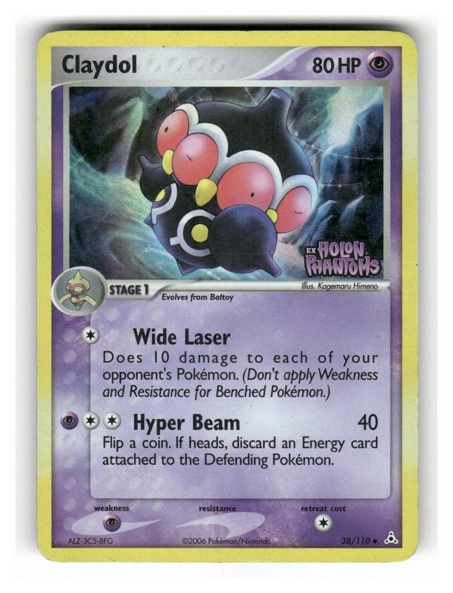 Claydol 38/110 Uncommon Holon Phantoms Pokemon Reverse Holo Moderately Played