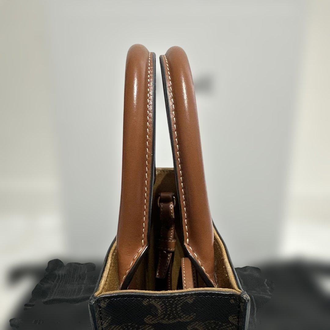 Celine Mini Luggage Bag Trifold Canvas Tan Used image 4