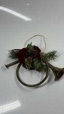 Vintage Brass French Horn Christmas Ornament Large 9