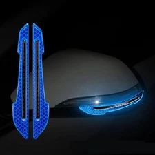 2PCS Reflective Carbon Fiber Car Side Mirror Warning Molding Trims Accessories
