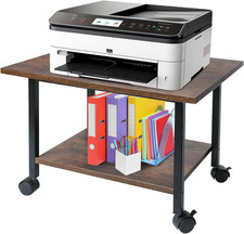 Printer Stand, under Desk Printer Table with Wheels, 2 Tier Industrial Mobile Pr