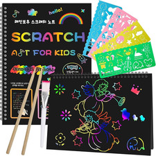 2 Pack Scratch Paper Art Set Notebooks for Kids Ages 3-10 Classroom Crafts Trave