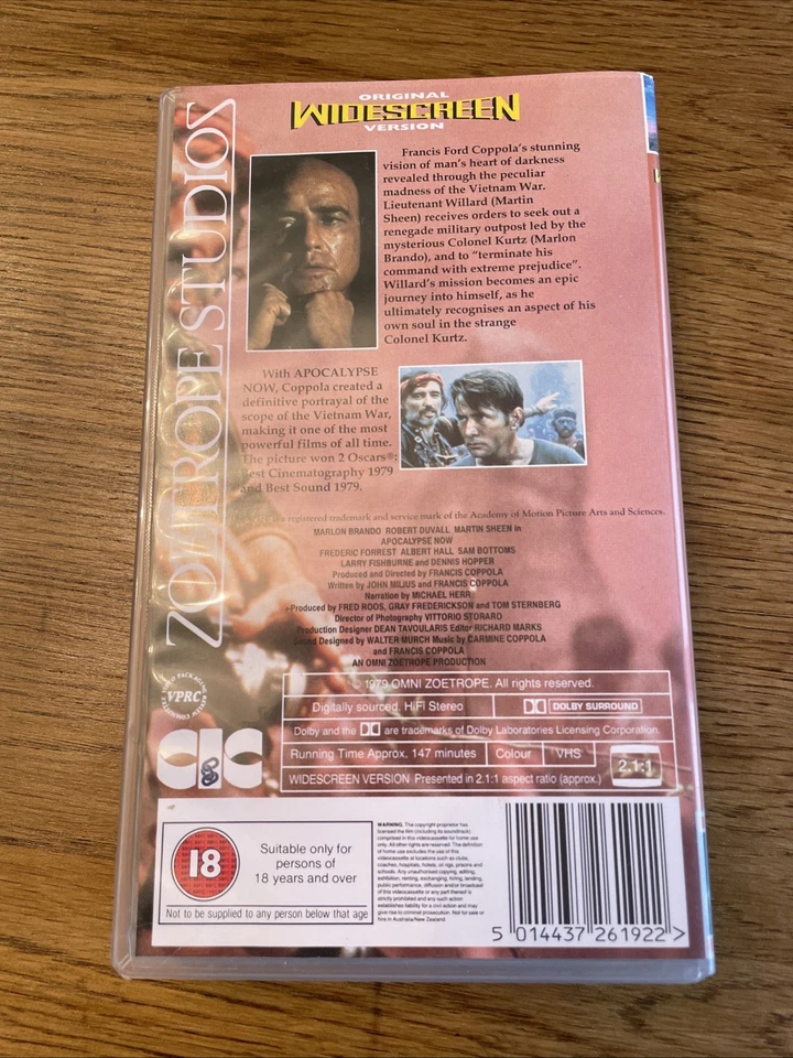 Francis Ford Coppola's Apocalypse Now Zoetrope Studios - Marlon Brando (PAL VHS) - Image 2 of 3