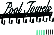 Pool Towel Rack, Wall Mount Pool Towel Holder Towel Hanger Towel Hooks with 8 Ho