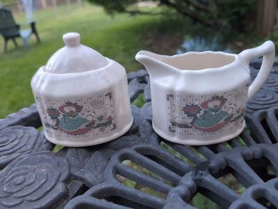 Vintage 80s CHD Victoriana Trenditions Country Kitty Cat Sugar Bowl Creamer Set