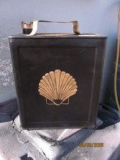 VINTAGE  1929    SHELL  CLAM SPIRIT ,  2 GALLON PETROL CAN, &  SHELL BRASS CAP