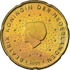 [#1221971] Netherlands, 20 Euro Cent, 2001, Utrecht, Nordic gold, MS(60-62)