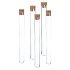 5Pcs 15ml Plastic Test Tubes with Cork Stoppers 150x16mm Tubes
