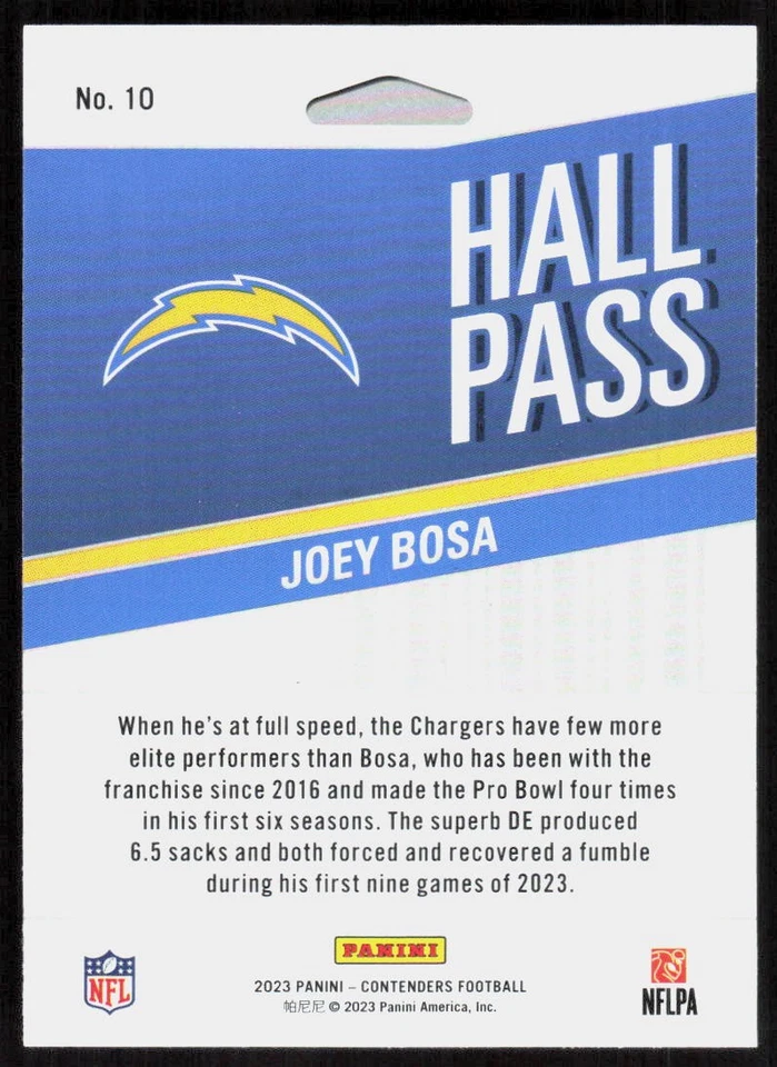 2023 Contenders Joey Bosa Hall Pass Sparkle - Image 2 of 2