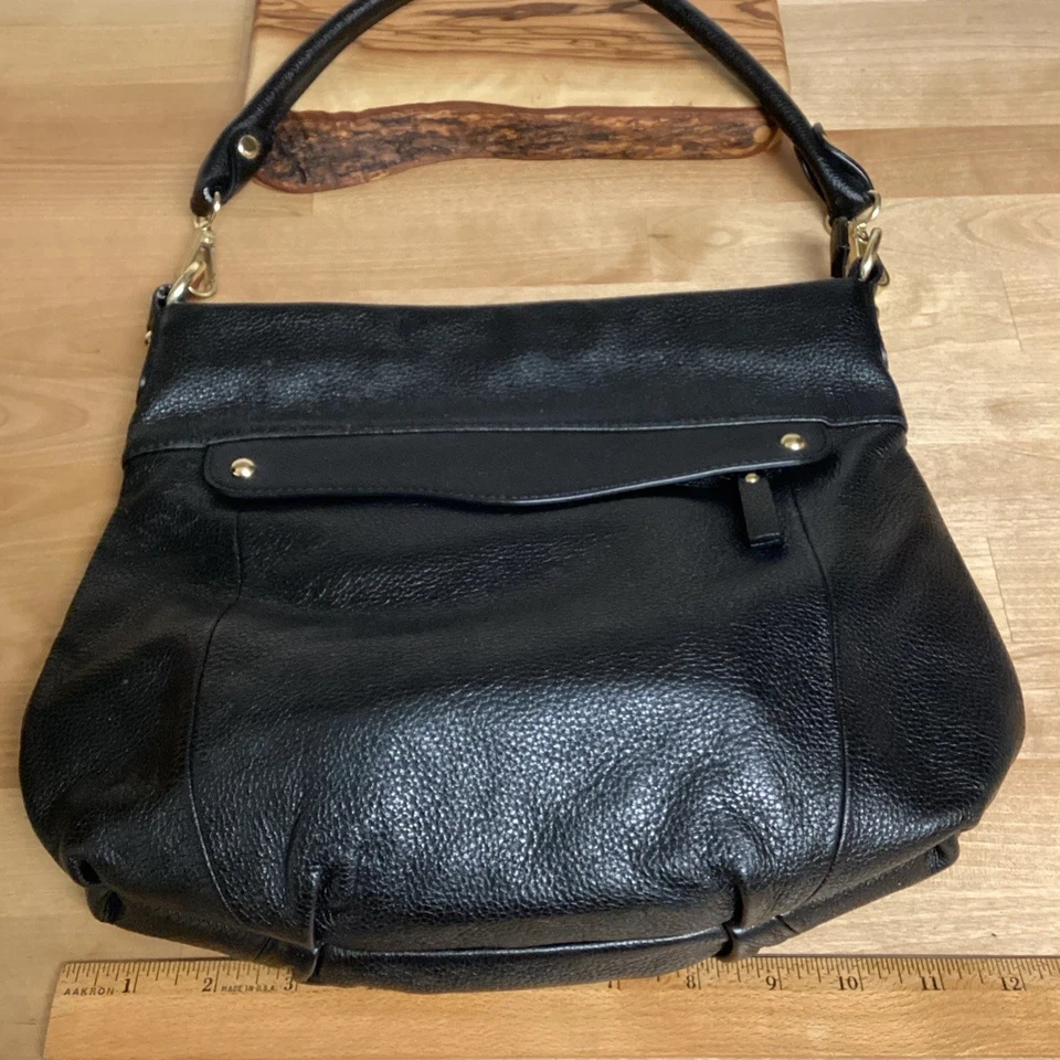 Vintage Clarks Black Genuine Leather Purse Boho Hobo Shoulder Bag Handbag - Image 3 of 4