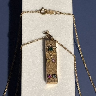 Atemberaubende jüdische Sternkette 14kt Gelbgold mit wunderschönen farbigen Edelsteinen!!