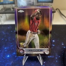2022 Topps Chrome Sonic Adolis Garcia Purple/Yellow Sonic Pulse 190/299 Rangers