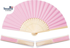 50Pcs Pink Paper Hand Fan Bamboo Folding Handheld Paper Fan for Wedding Party an
