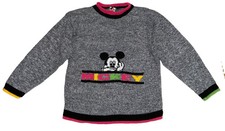 Mickey’s Stuff For Kids Sweater L 10-12 Gray Mickey Disney Made In USA 90s Vtg
