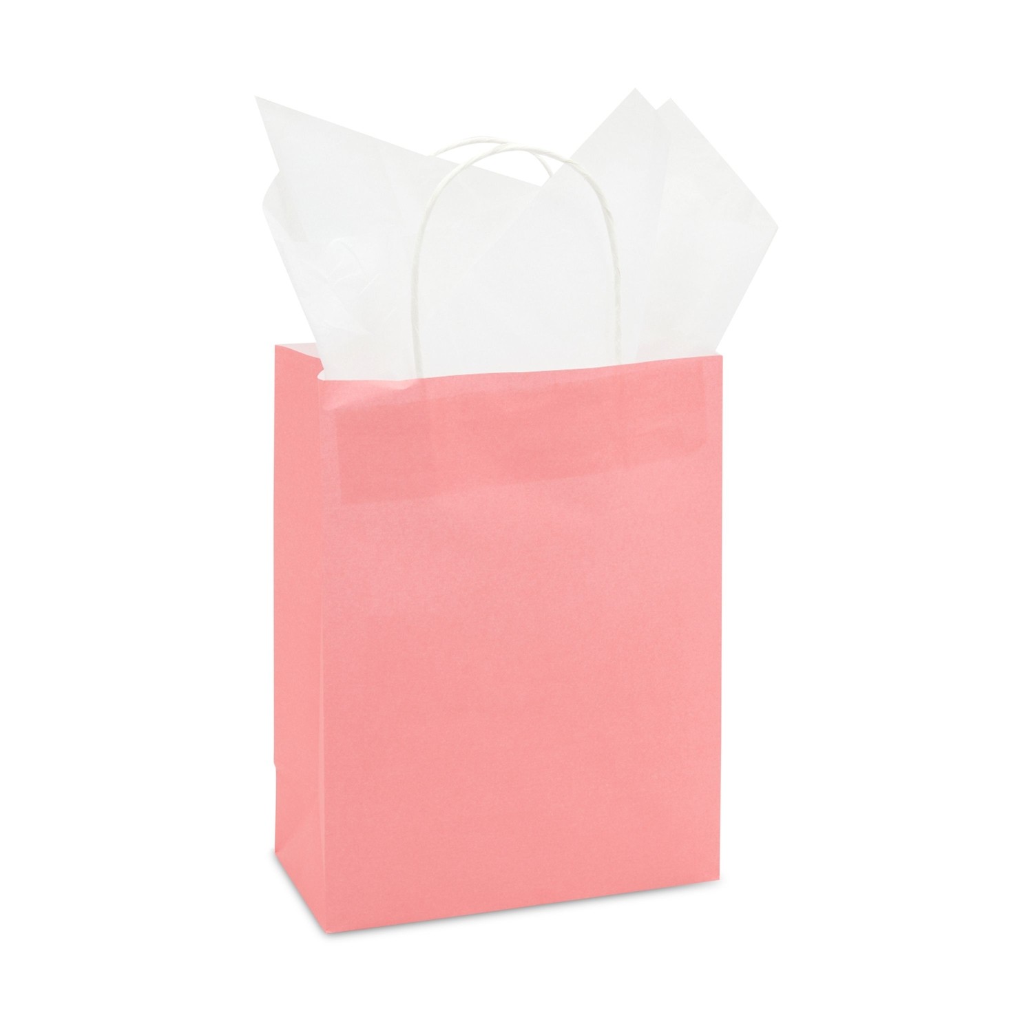 25 Pack Medium Paper Gift Bags with Handle for Birthday Party (8 x 10", Pink)