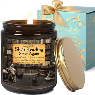Smells Like Shes Reading Smut Again Candle Mahogany Leather Scent 9OZ