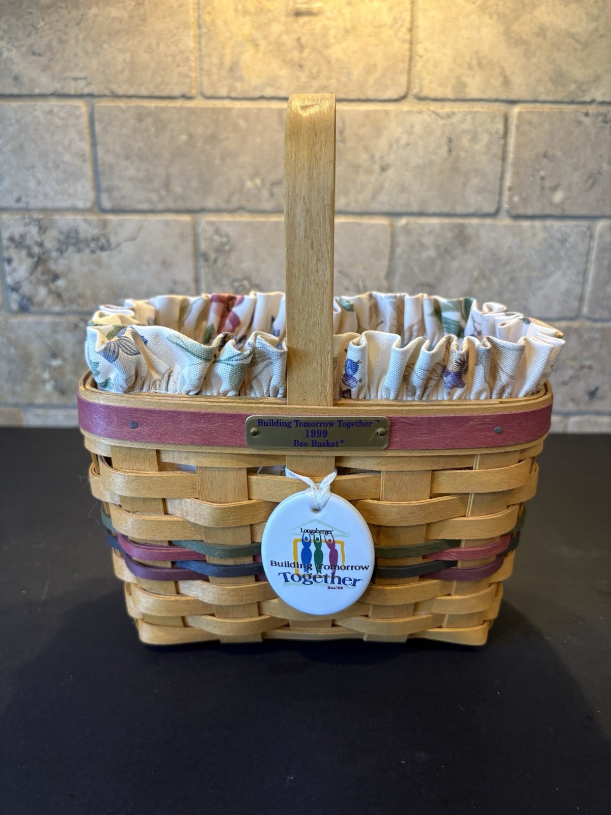 1999 Signed Longaberger Bee Basket “Building Tomorrow Together” Combo w/Tie-On