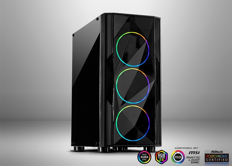Корпус Inter-Tech A-3401 Chevron RGB ATX RGB-Header Glas USB 30 NEU 10790₽