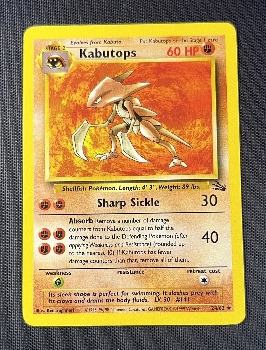 Pokmon Card Kabutops Holo Rare - 1999 Fossil Set Pokemon Card (9/62) - Lightly Played Fighting Type Holo Pokmon Card Kabutops Holo Rare - 1999 Fossil Set Pokemon Card (9/62) - Lightly Played Fighting Type Holo