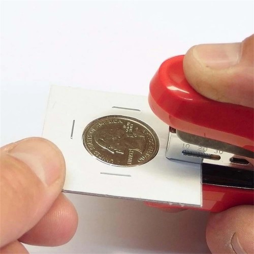 100x Staple Coin Holder 2" Display Clear Window Storage Protect Penny Cent 35mm - Picture 5 of 11