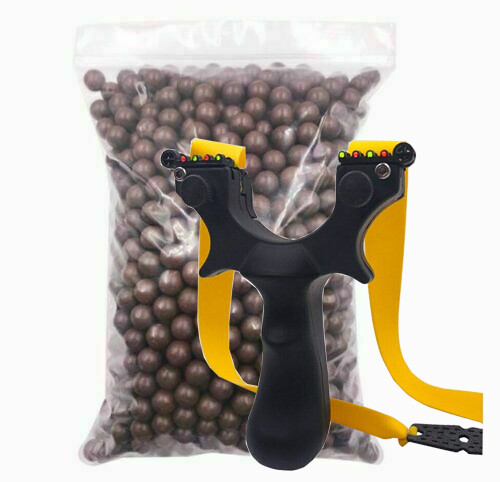 Powerful Slingshot Catapult Alloy Handle Sling Shot Game Hunting Black 500 AMMO - Picture 5 of 12