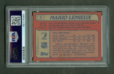 Mario Lemieux 1985 TOPPS Rookie #9 Penguins PSA 4 VGEX No Creases
