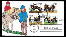 2759A 25c Stamps (1993) SPORTING HORSES FDC Hand Painted By Kribbs Kovers !!!! 
