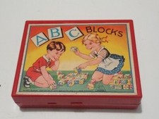 VINTAGE GERMANY CHILD TOY HERMANN EICHHORN 6 SIDED PUZZLE ABC BLOCKS