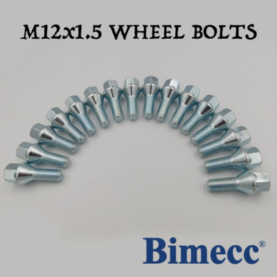 M12x1.5, 26mm Wheel Bolts Bimecc (Silver) x 16 For BMW E12 E28 E34 E39 E60 E61